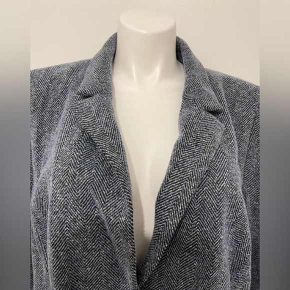 New Loft Plus Ann Taylor Black White Grey Blue Tweed Long Women's Blazer Jacket - Picture 2 of 7